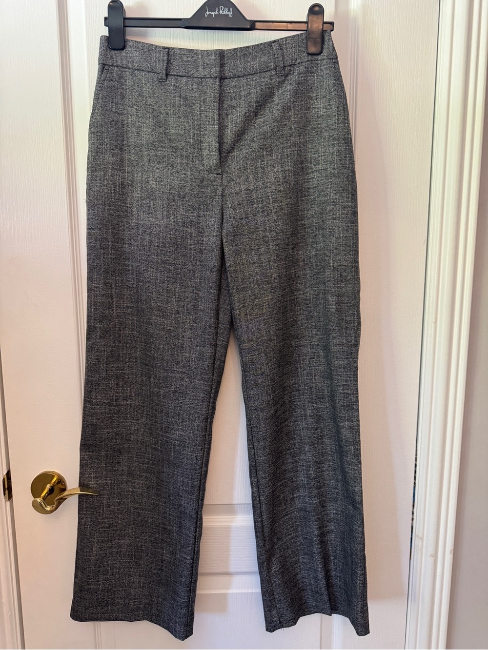 Reitmans High-Waisted and Wide Leg Gray Textured Dress Trousers